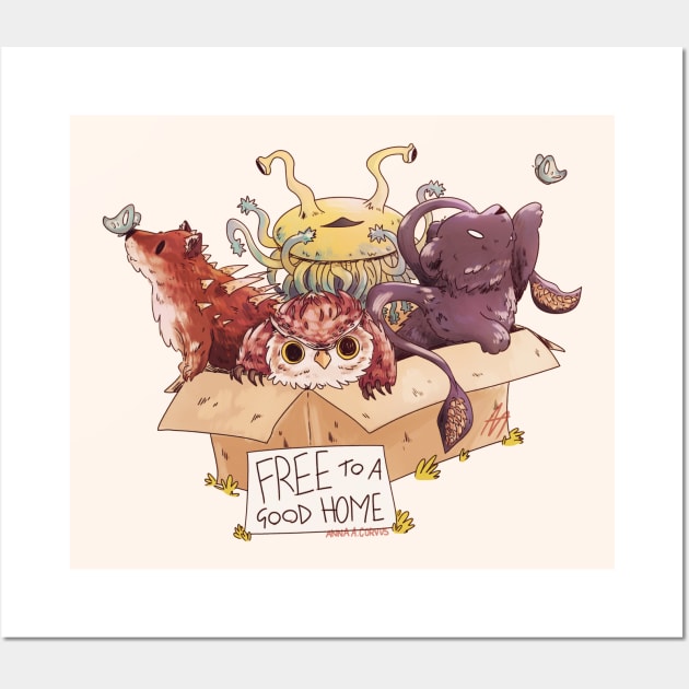 Fantasy Monsters Free to a Good Home Wall Art by Rumpled Crow